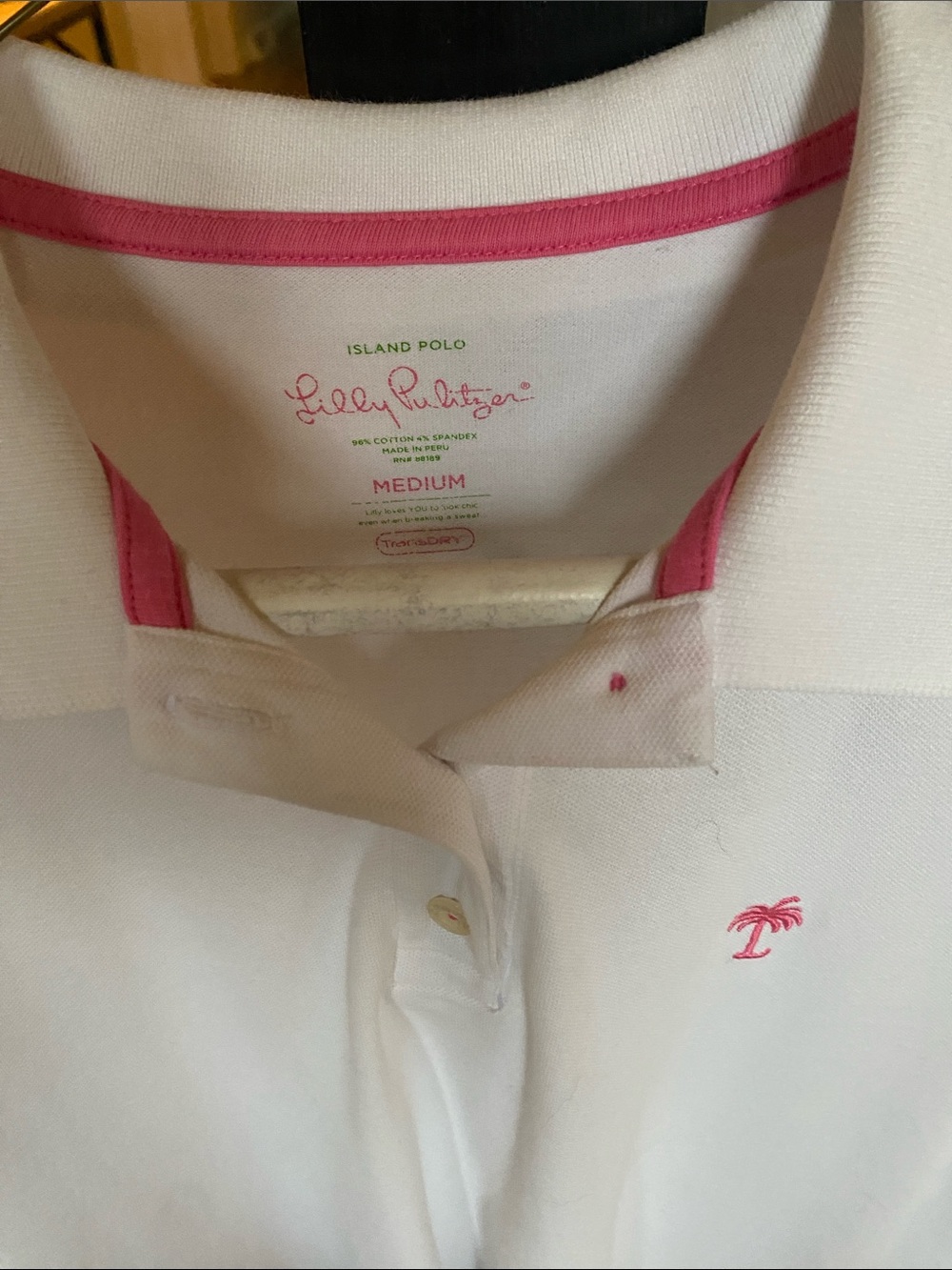 Lilly Pulitzer White Polo with Pink Palm Motif - Picture 2 of 4